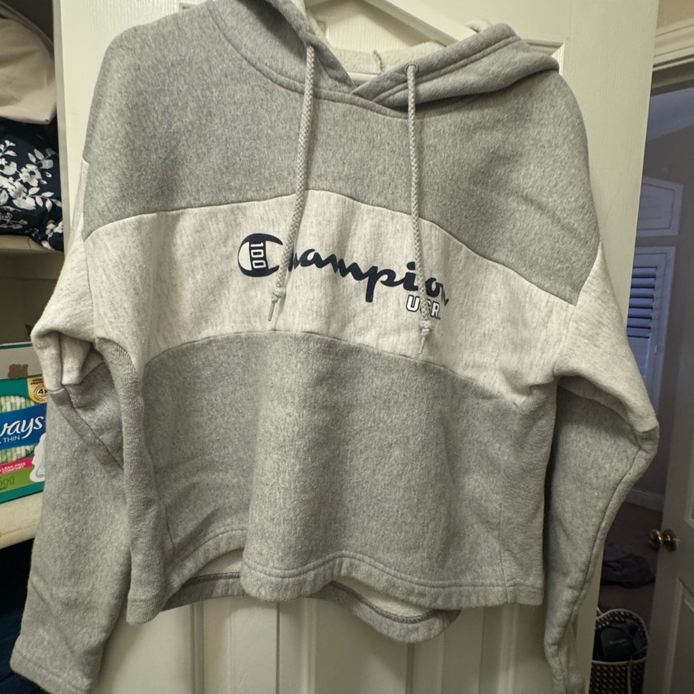 Champion Two-Tone Gray and Cream Hoodie